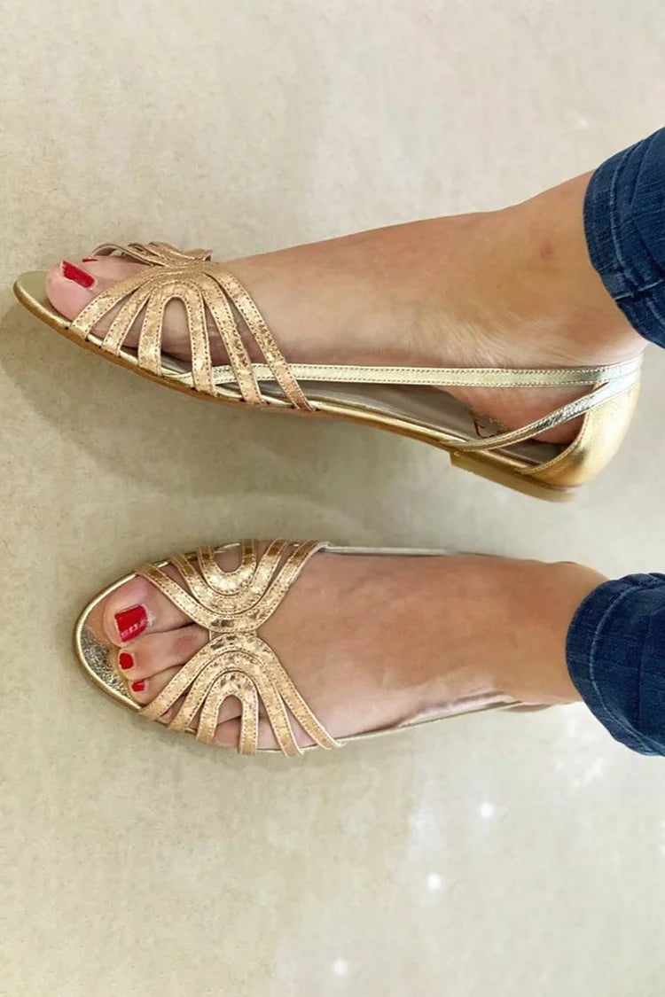 Lea | Goldene Lichtglanz-Sandalen