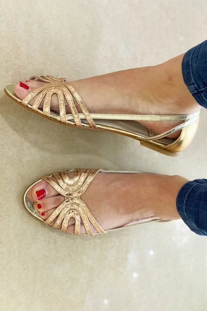 Lea | Goldene Lichtglanz-Sandalen