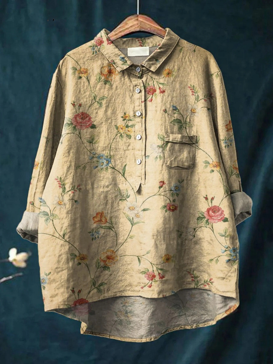 Petra | Lässiges Damen-T-Shirt im Vintage-Stil mit Blumenmuster