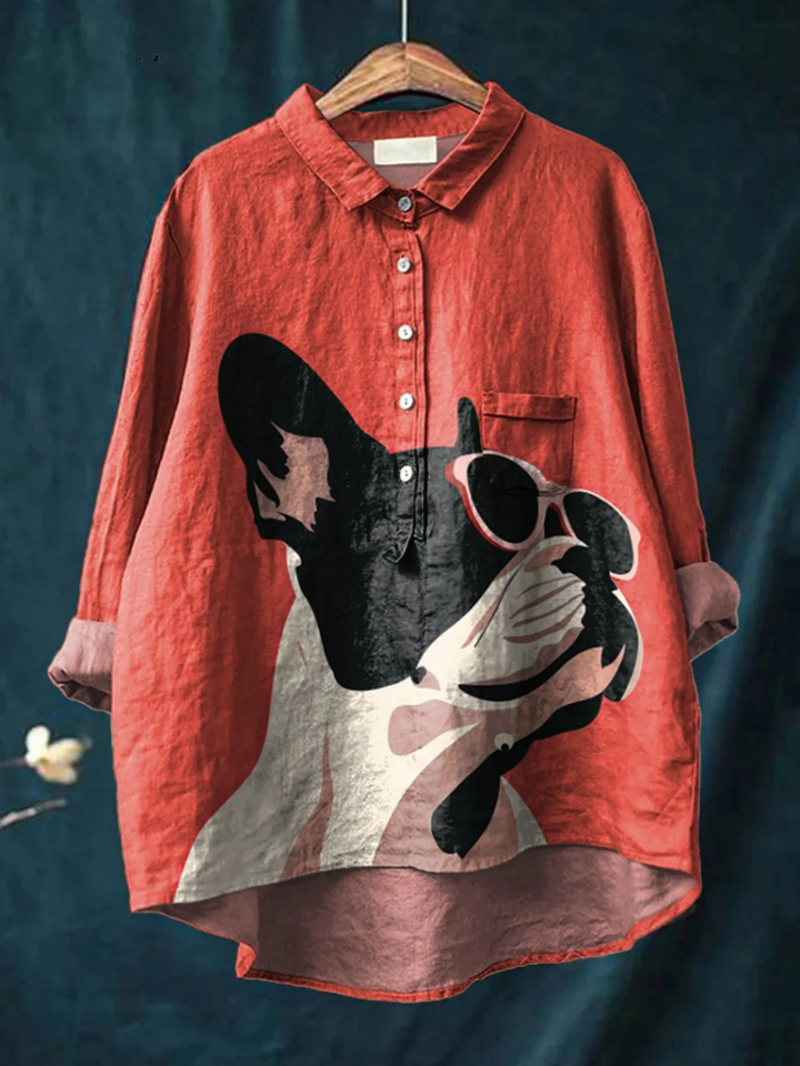 Claudia | Lässiges T-Shirt mit dekorativem Französische-Bulldogge-Motiv