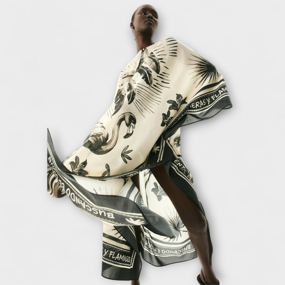 Melissa - Extra-grosses Flamingo-Print Kaftan Maxikleid