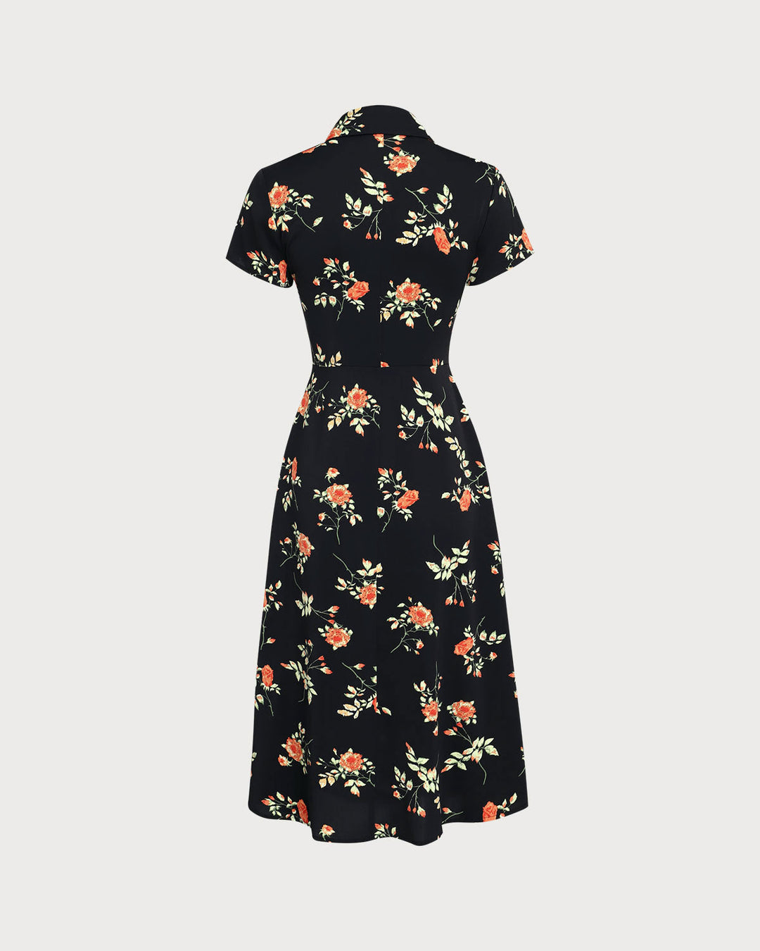 Glória - Midi Kleid Schwarz Floral