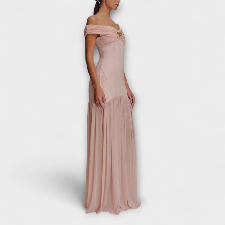 Maelie - Schickes trägerloses Bodycon-Maxikleid mit floralen Verzierungen