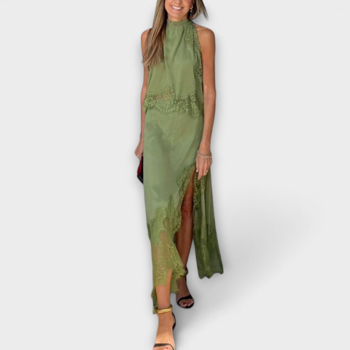 Kaia - Bluse mit Spitzenbesatz und plissiertem Ausschnitt im Set