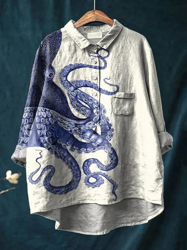 Heidi | Lässiges T-Shirt mit Oktopus-Tentakelkunst