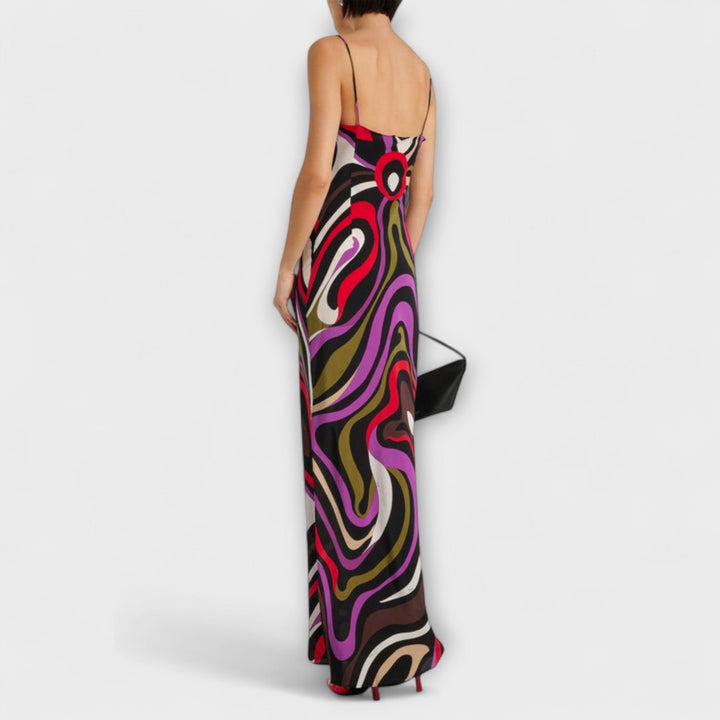 Daphne - Maxi-Kleid im Marmor-Druck