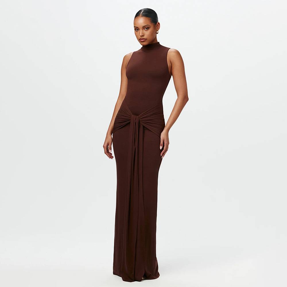 Calista - Schickes geknotetes Maxikleid aus fliessendem Chiffon