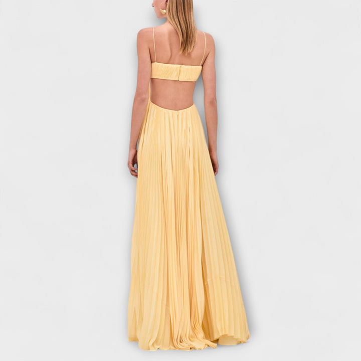 Mireille - Schickes Plissiertes Cutout Fliessendes Maxikleid