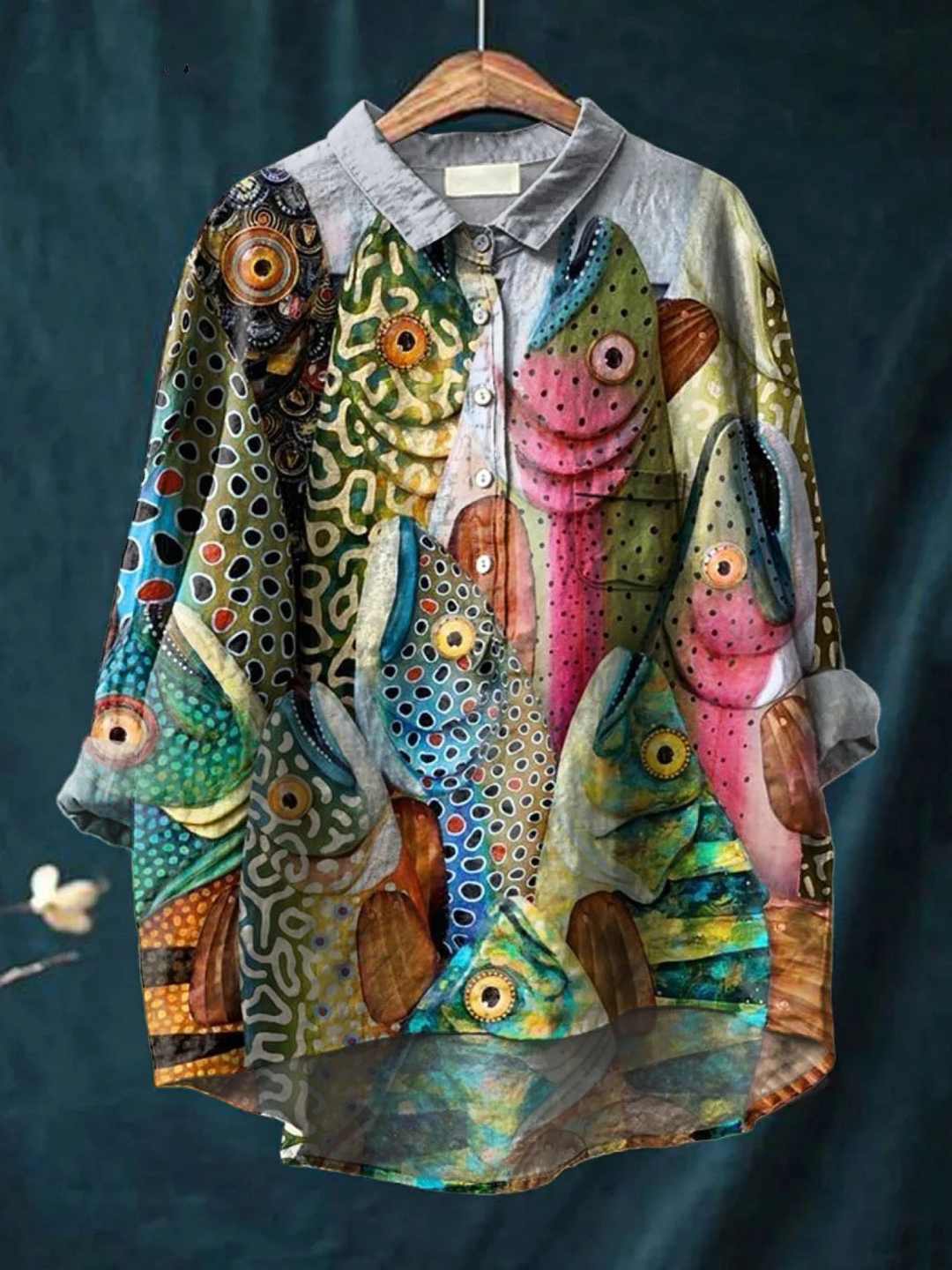 Timea | Lässiges T-Shirt im Vintage-Stil mit witzigem Fischmotiv