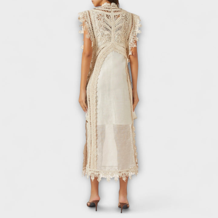 Mira - Gewebtes Hohles Organza Maxikleid