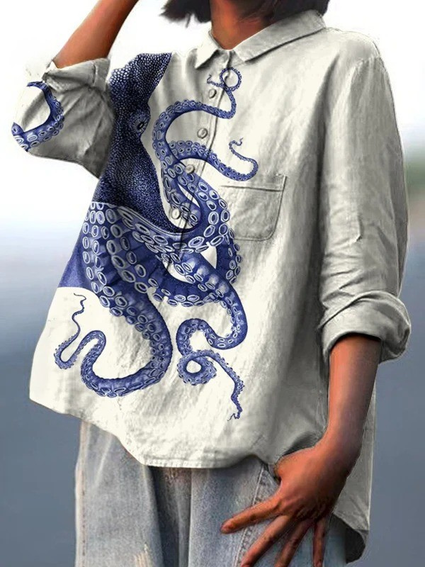 Heidi | Lässiges T-Shirt mit Oktopus-Tentakelkunst