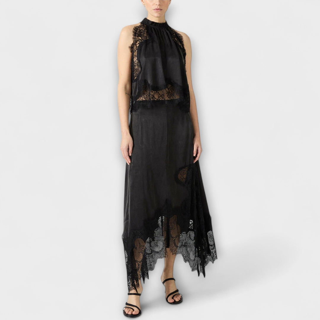 Kaia - Bluse mit Spitzenbesatz und plissiertem Ausschnitt im Set
