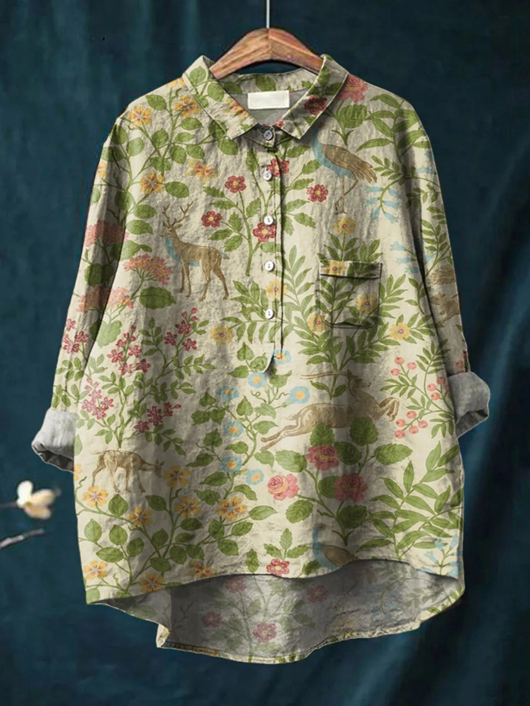 Daniela | Lässiges T-Shirt mit Vintage-Blumen- und Tierprint