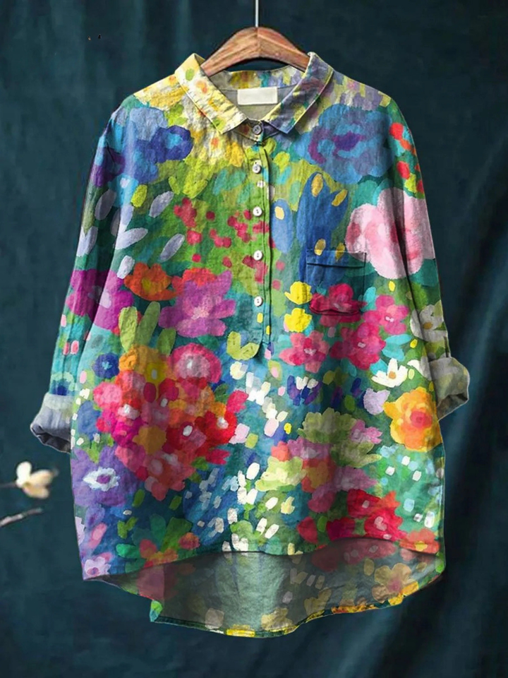 Anouk | Lässige Damenbluse im Vintage-Stil mit Blumenmuster