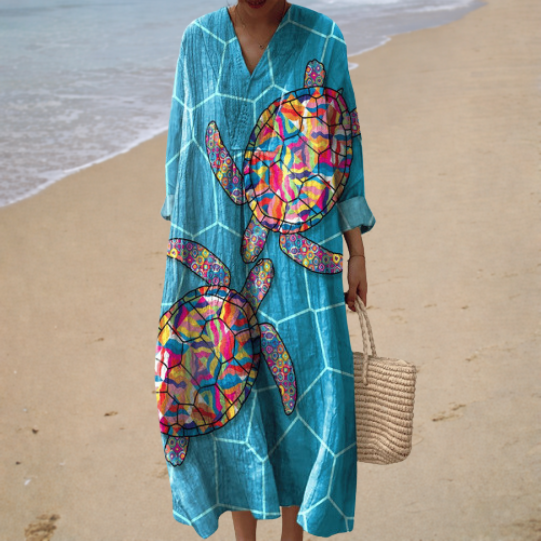 Schmeichelhaftes bedrucktes Sommerkleid