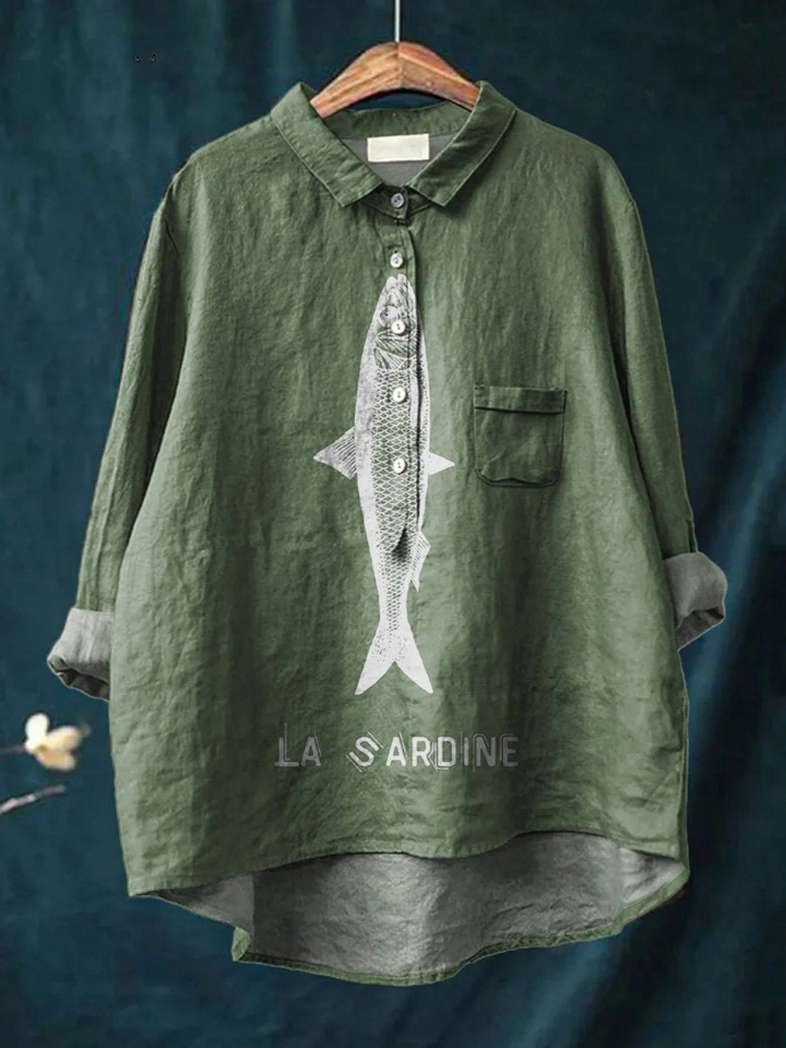 Evelyne | Lässiges T-Shirt mit Sardinenprint