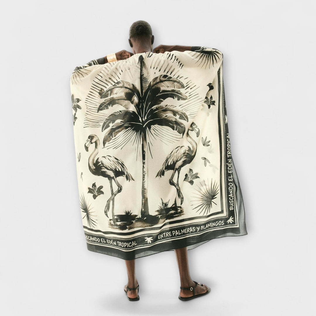 Melissa - Extra-grosses Flamingo-Print Kaftan Maxikleid