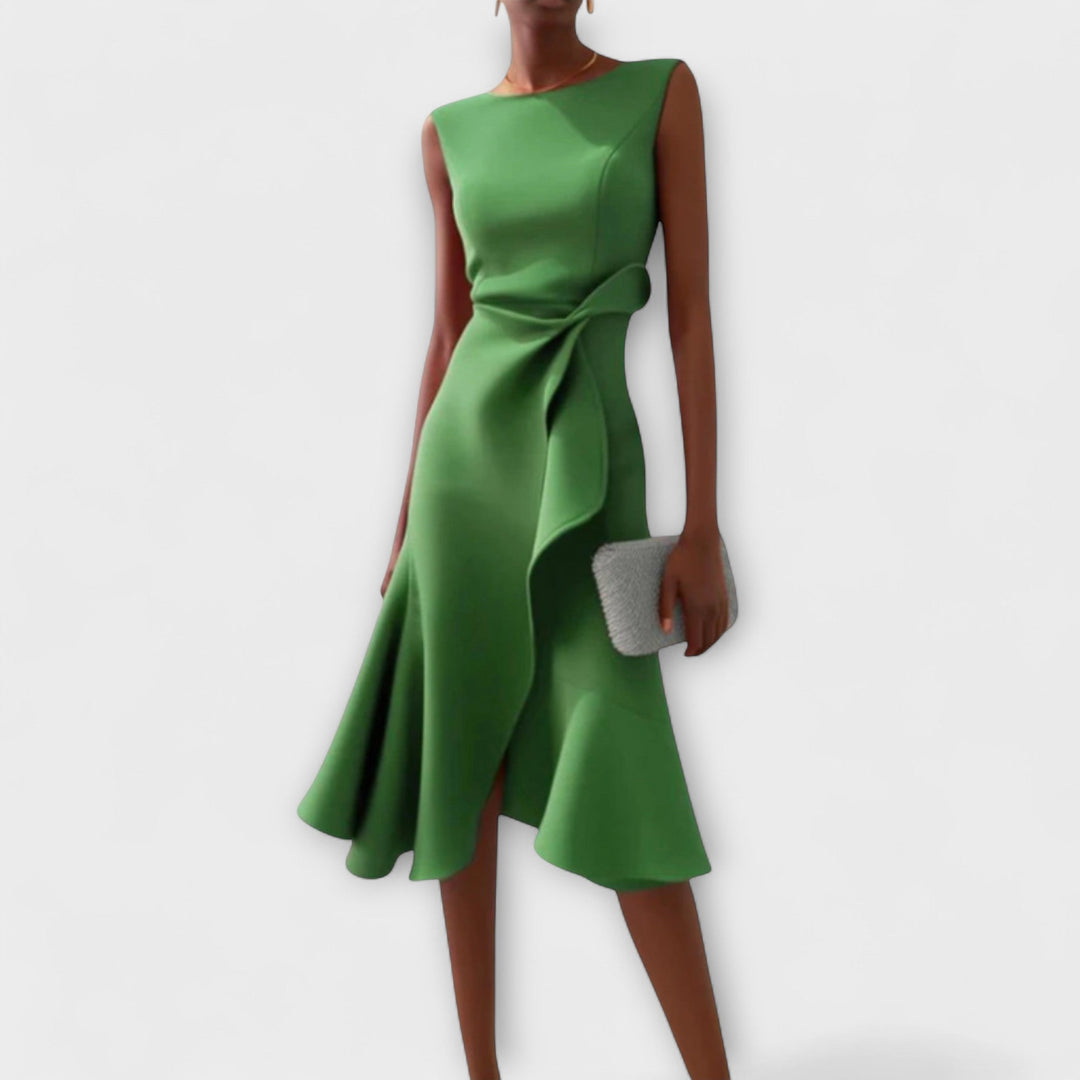 Juliette – Drapiertes asymmetrisches Midikleid