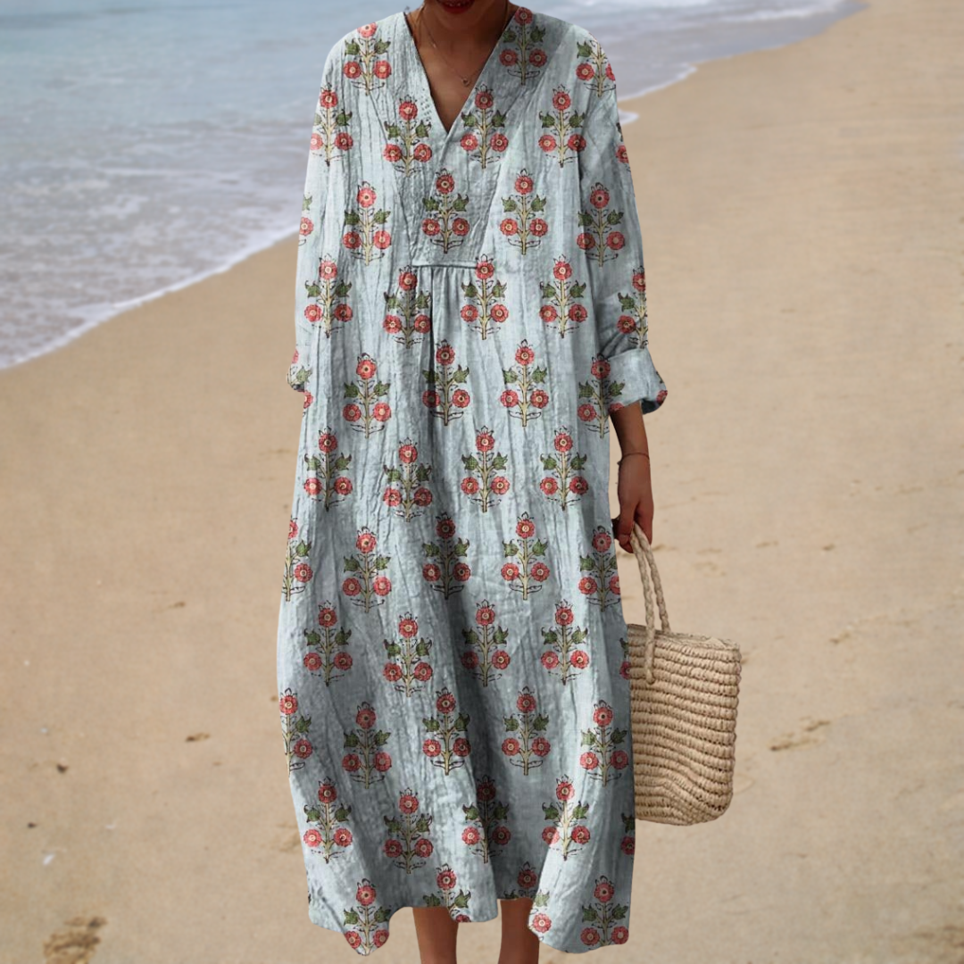 Schmeichelhaftes bedrucktes Sommerkleid