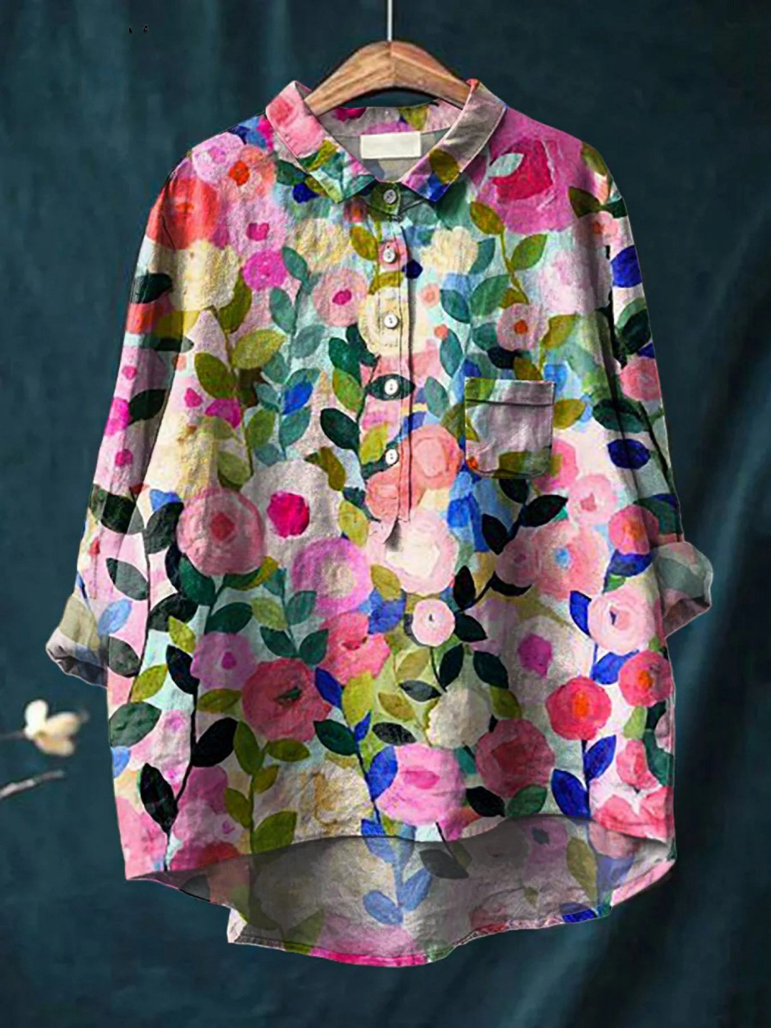Tamara | Lässige Damenbluse mit farbenfrohem Frühlings-Blumenprint
