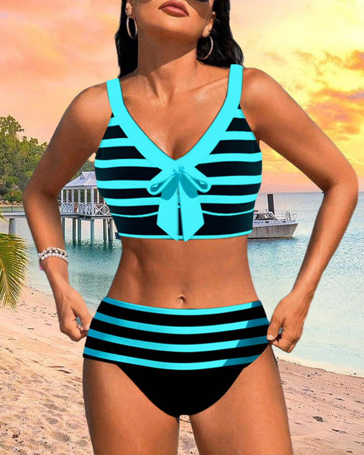 Laluna® | Gestreifter Bikini mit hoher Taille