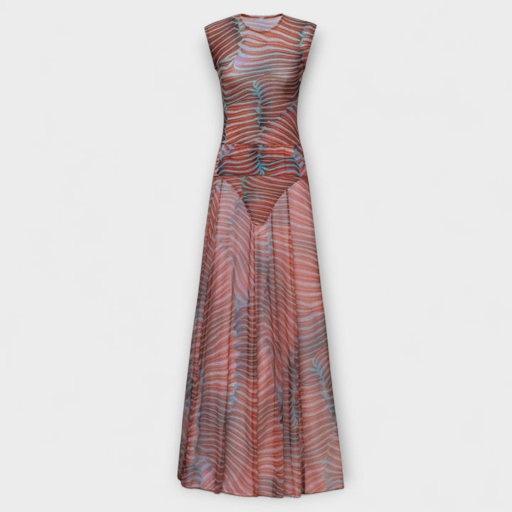 Phoenix - Schimmernder Wellen-Mesh-Bodysuit