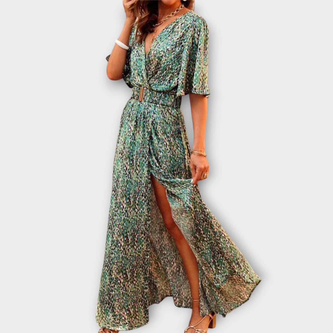 Sabine - Stilvolles Wickel-Maxikleid mit fliessendem Design
