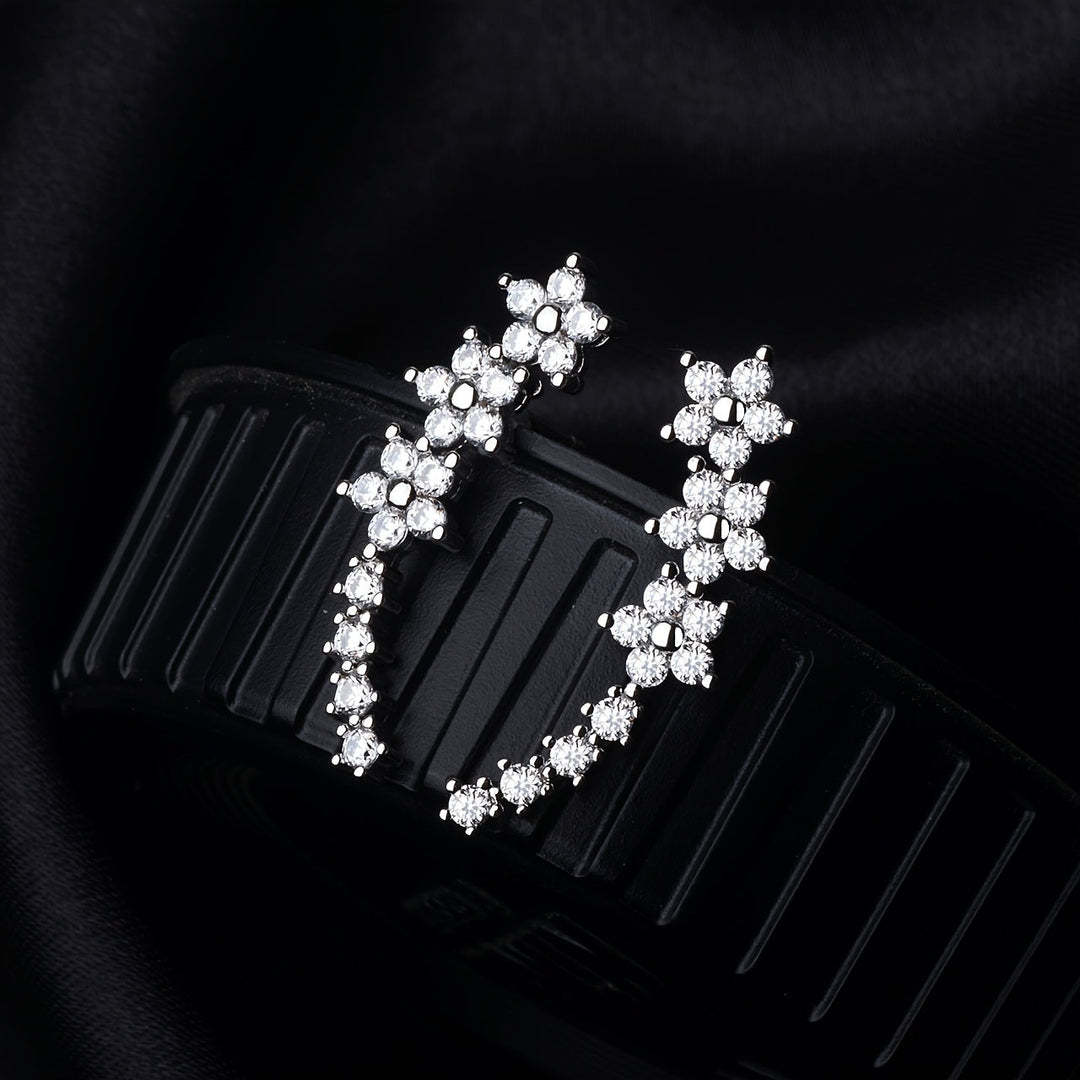 Luxuriöse Florale Strass Ohrringe