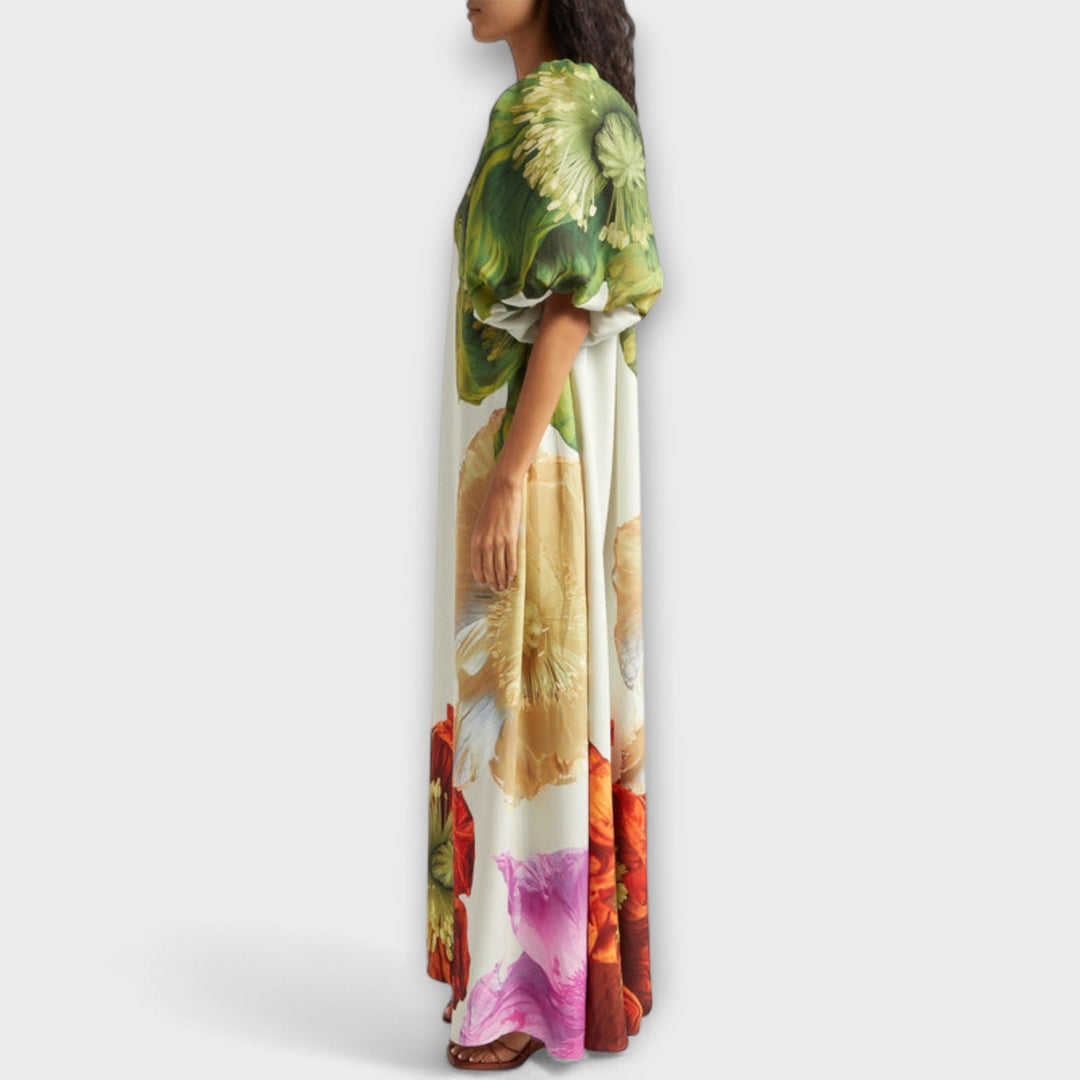 Melody - Asymmetrisches Floral-Maxikleid