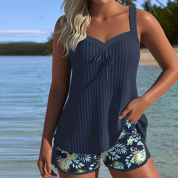 Laluna® | Gestreifter Tankini mit Zweiteiligem Strandshort
