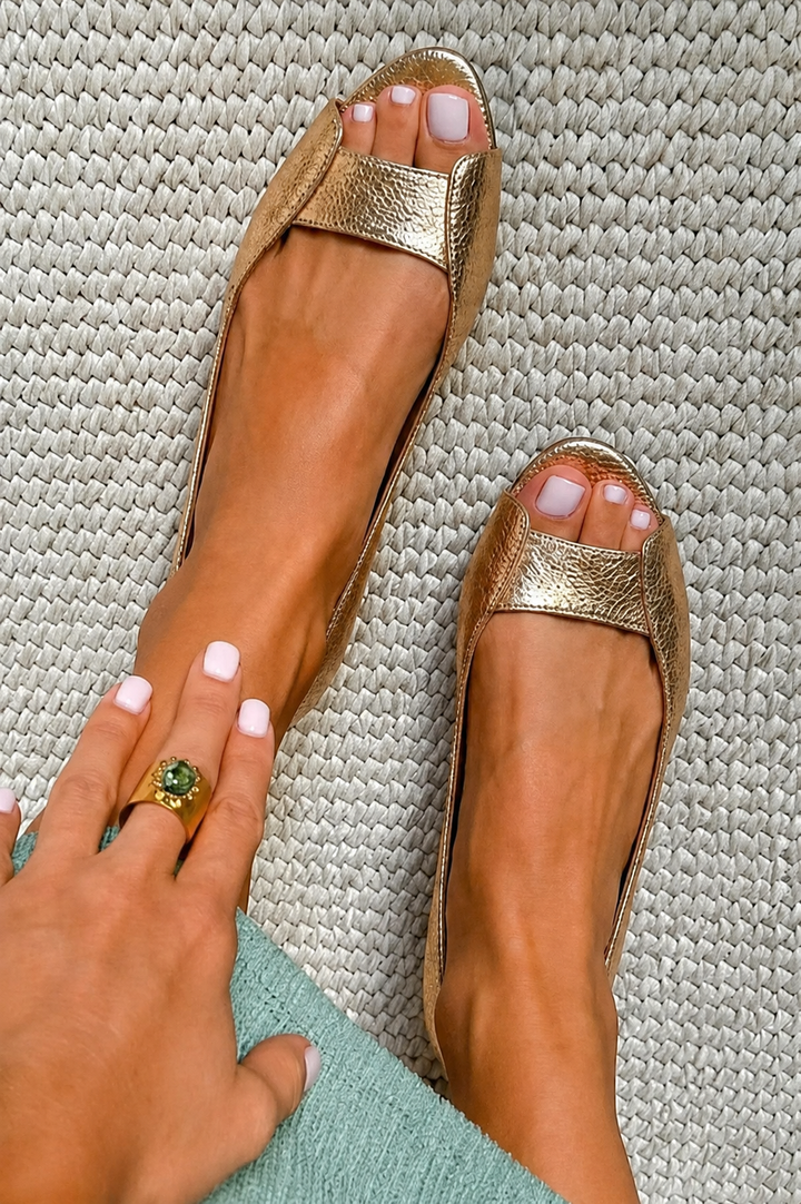 Alina | Goldene Komfortsandalen