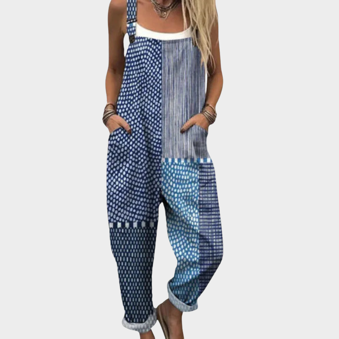Rahel | Blaues Patchwork grafisch schlank
