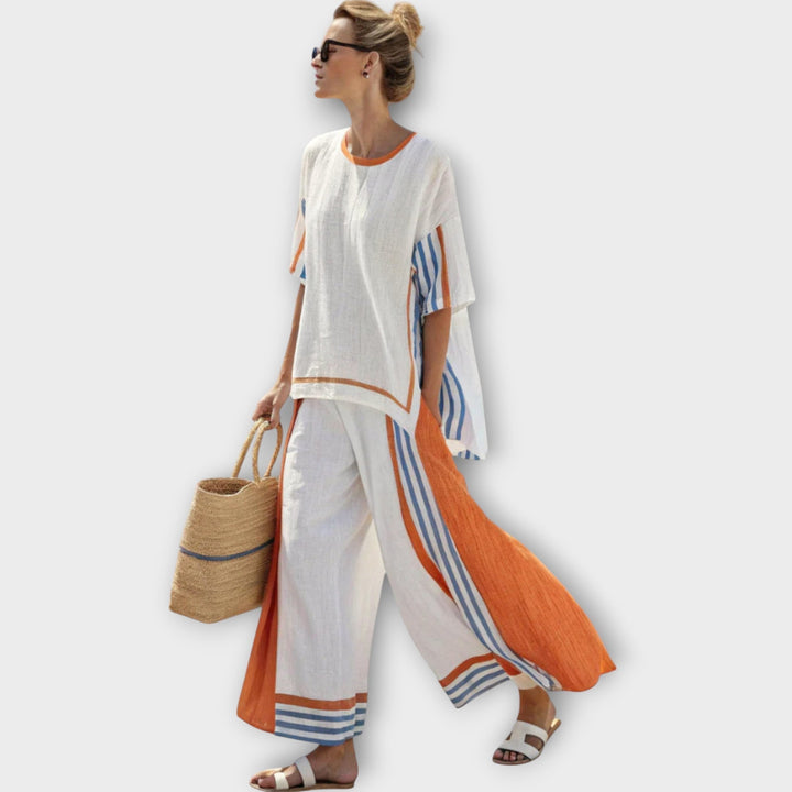 Anila - Elegantes Zweiteiliges Set Mit Gestreiftem Design