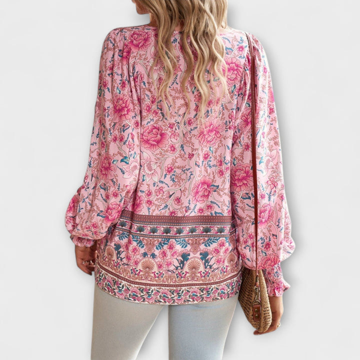Melodie - Bohemian V-Ausschnitt Top mit Bindefront