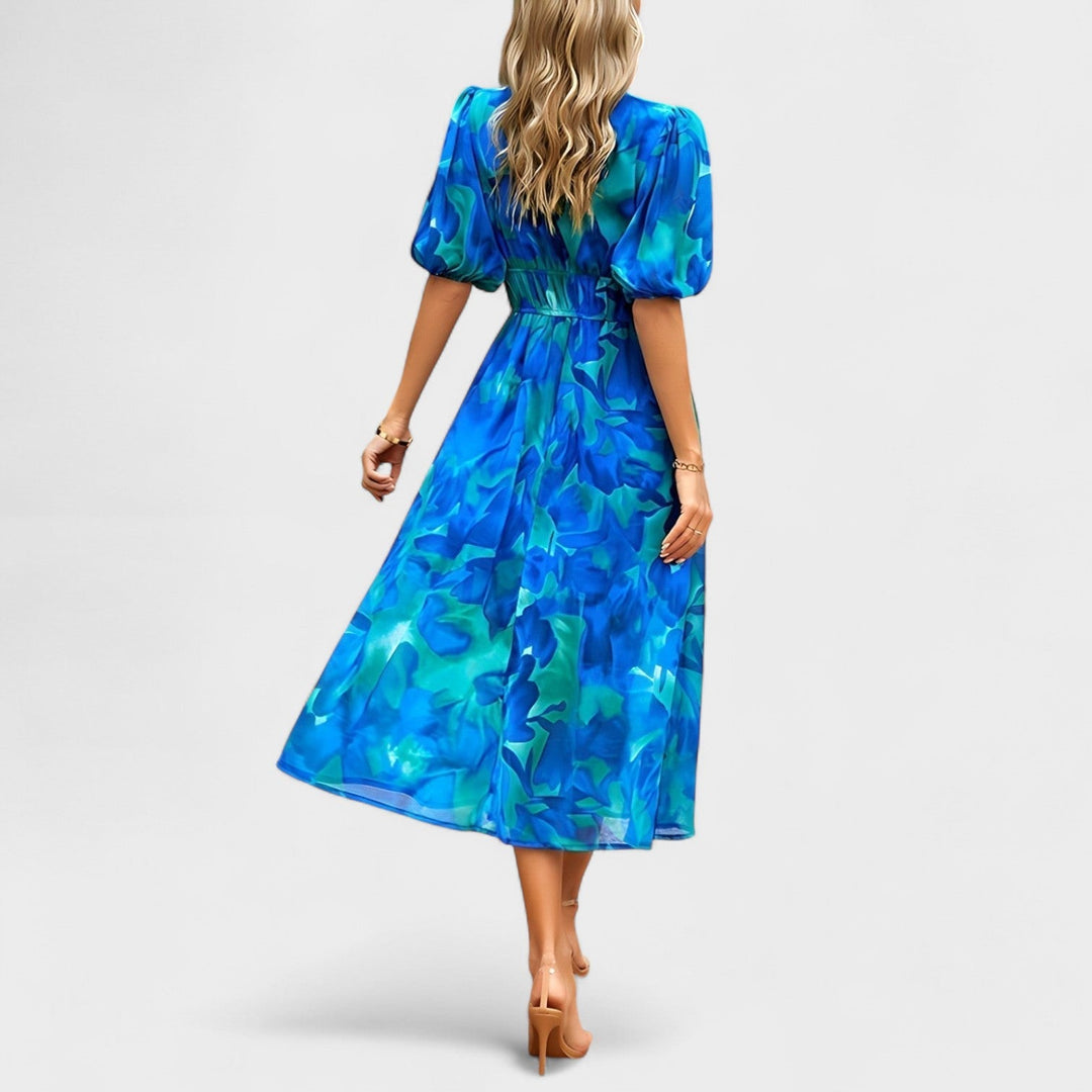 Clara - Elegantes Blumen-Midi-Kleid