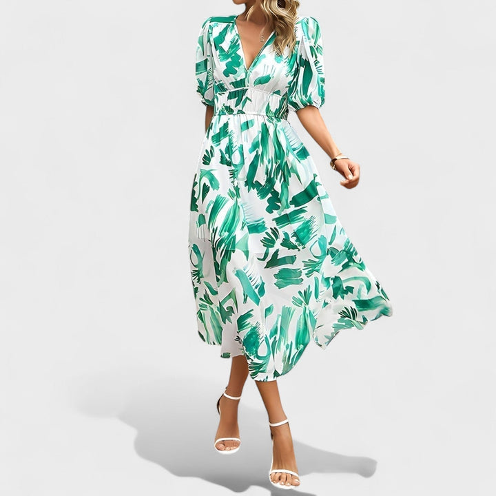 Clara - Elegantes Blumen-Midi-Kleid