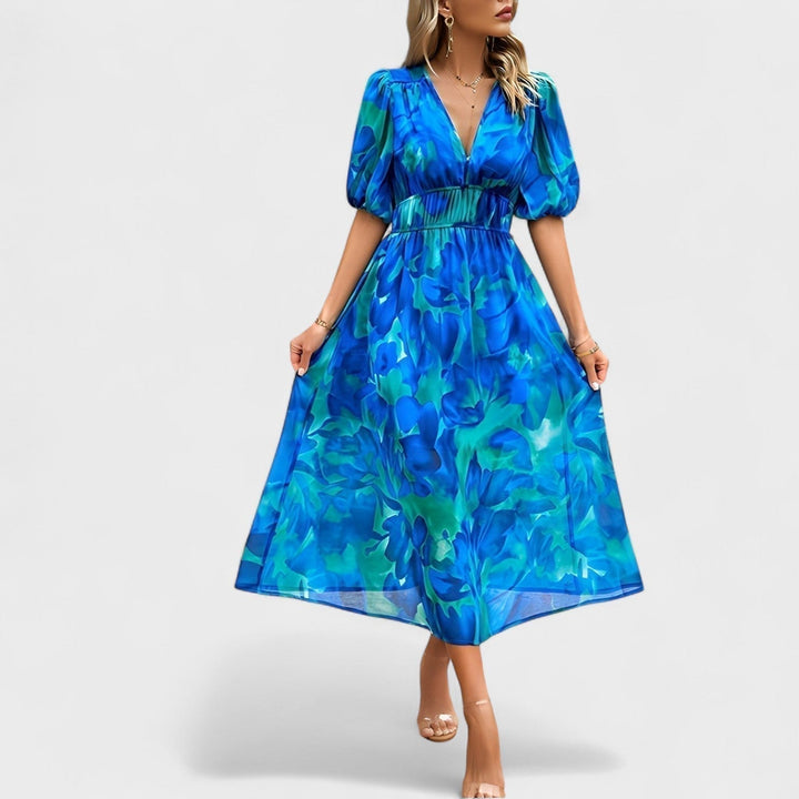 Clara - Elegantes Blumen-Midi-Kleid