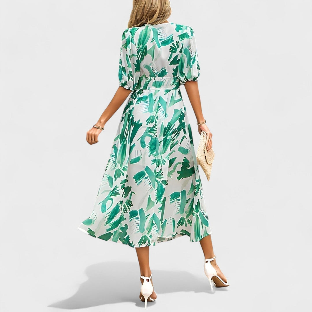 Clara - Elegantes Blumen-Midi-Kleid