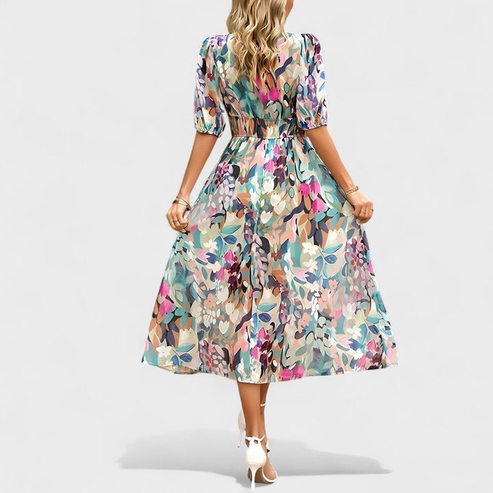 Clara - Elegantes Blumen-Midi-Kleid