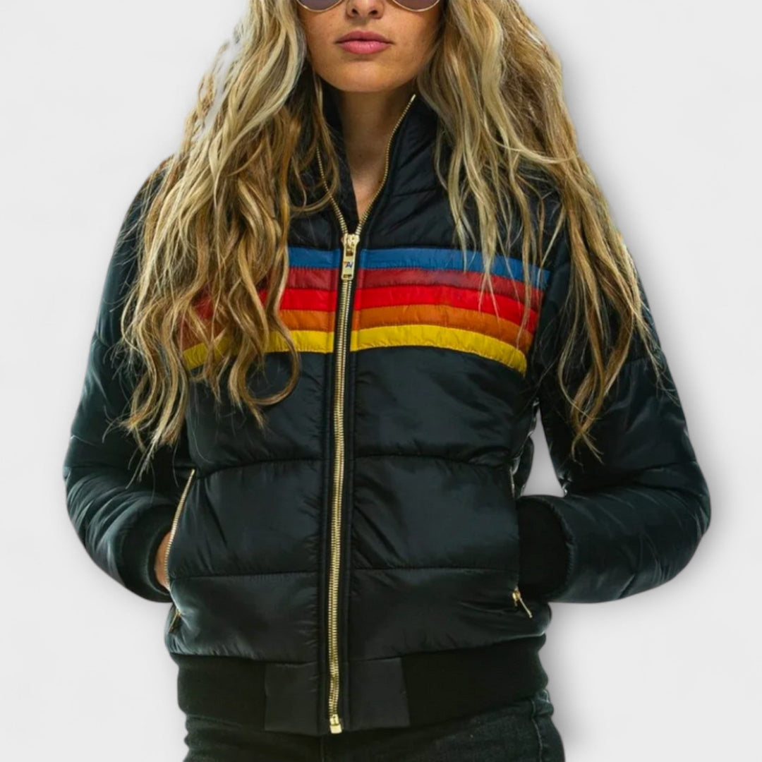 Roswitha - Damen Retro Parka mit Kunstfellkapuze