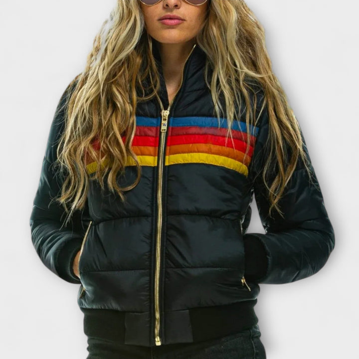 Roswitha - Damen Retro Parka mit Kunstfellkapuze