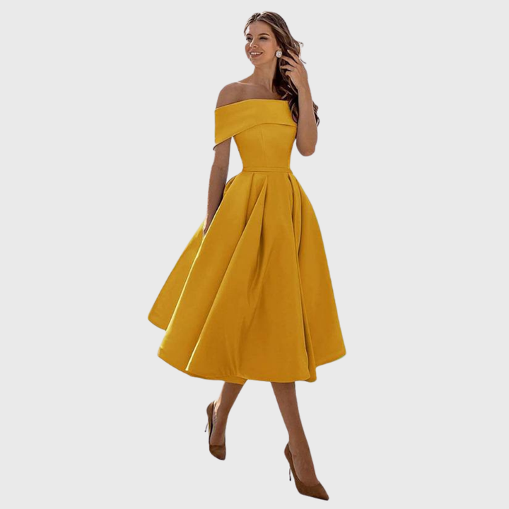 Romy - Schickes Off-the-Shoulder Drapiertes Maxikleid