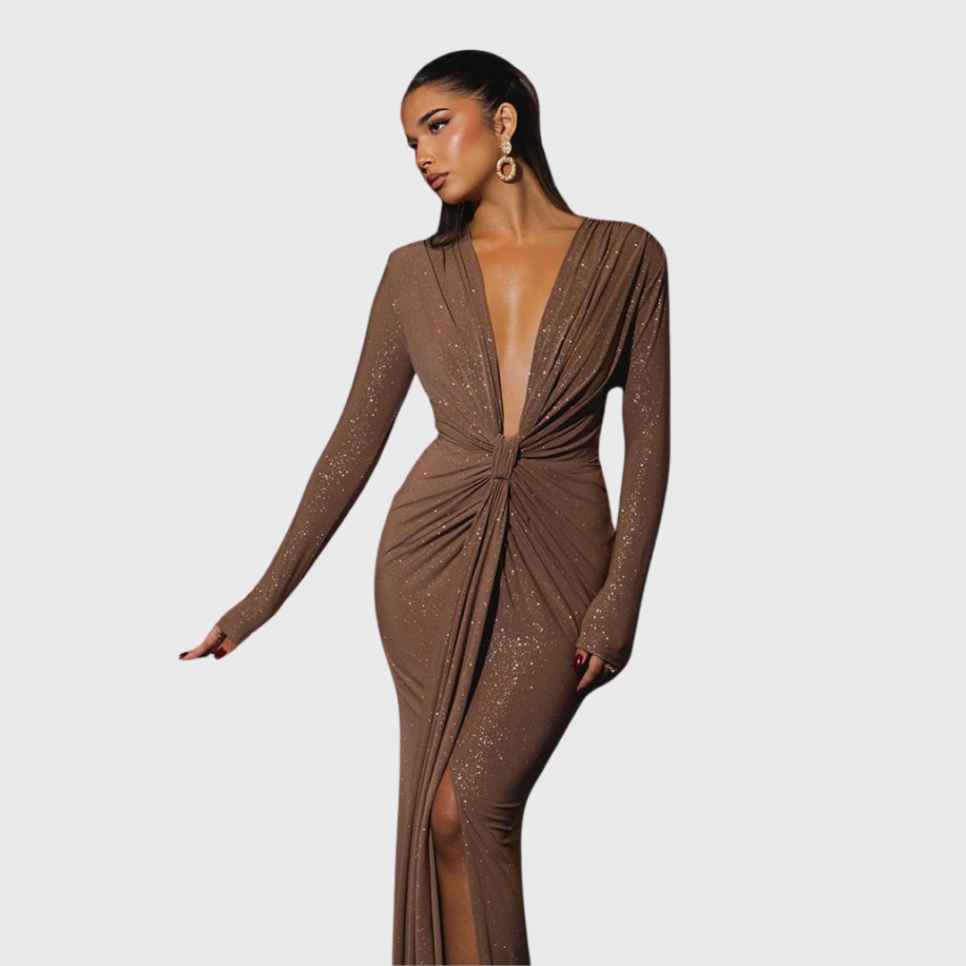 Thea - Maxikleid mit tiefem V-Ausschnitt