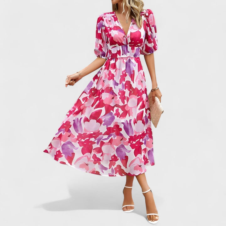 Clara - Elegantes Blumen-Midi-Kleid