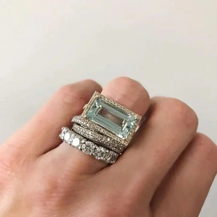 Vintage Silberring-Set mit Glas-Türkis
