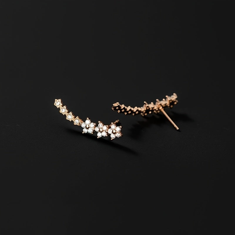 Luxuriöse Florale Strass Ohrringe