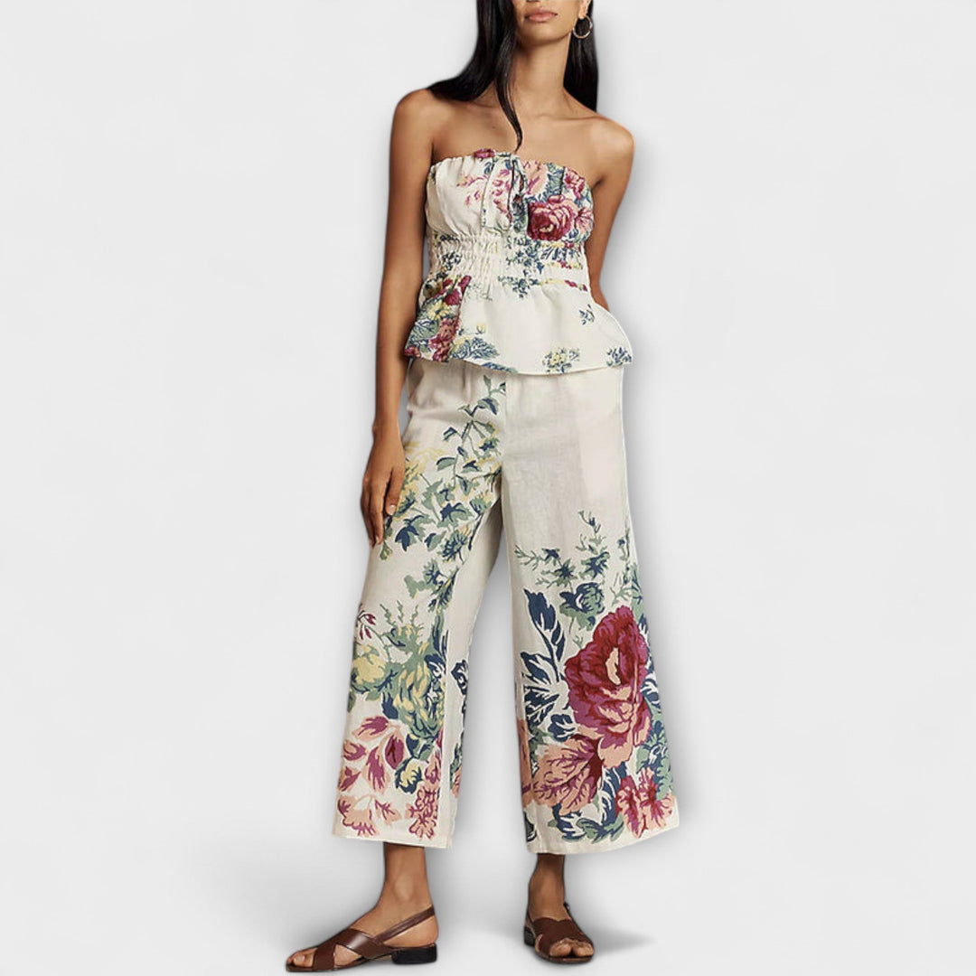 Indigo - Sommer Blumenmuster Set