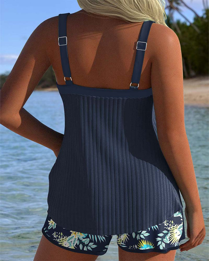 Laluna® | Gestreifter Tankini mit Zweiteiligem Strandshort