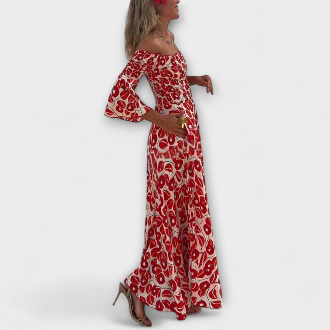 Sienna - Urlaubstaugliches schulterfreies Maxikleid