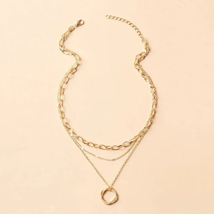 Retro Goldfarbene Layered Halskette